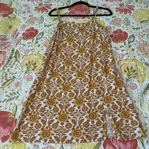 Ghanda Retro Yellow Floral Mini Dress